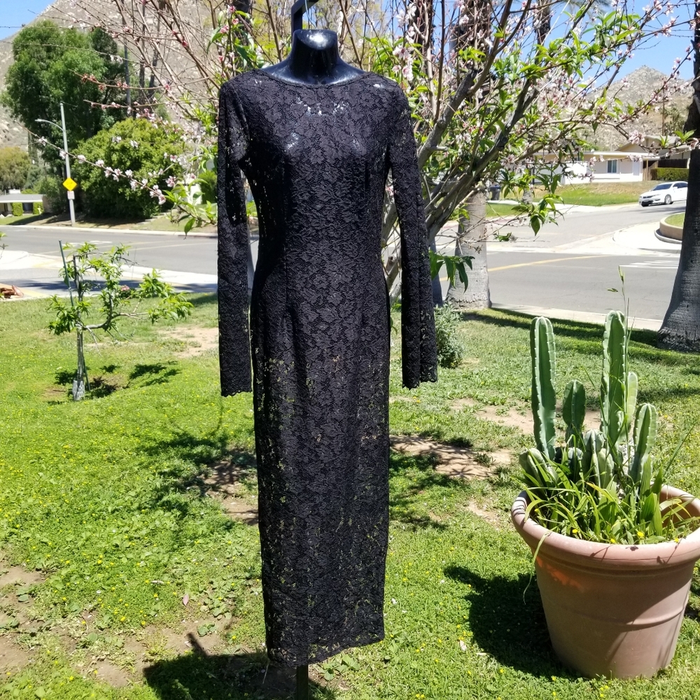 Edgy Black Sheer Lace Dress